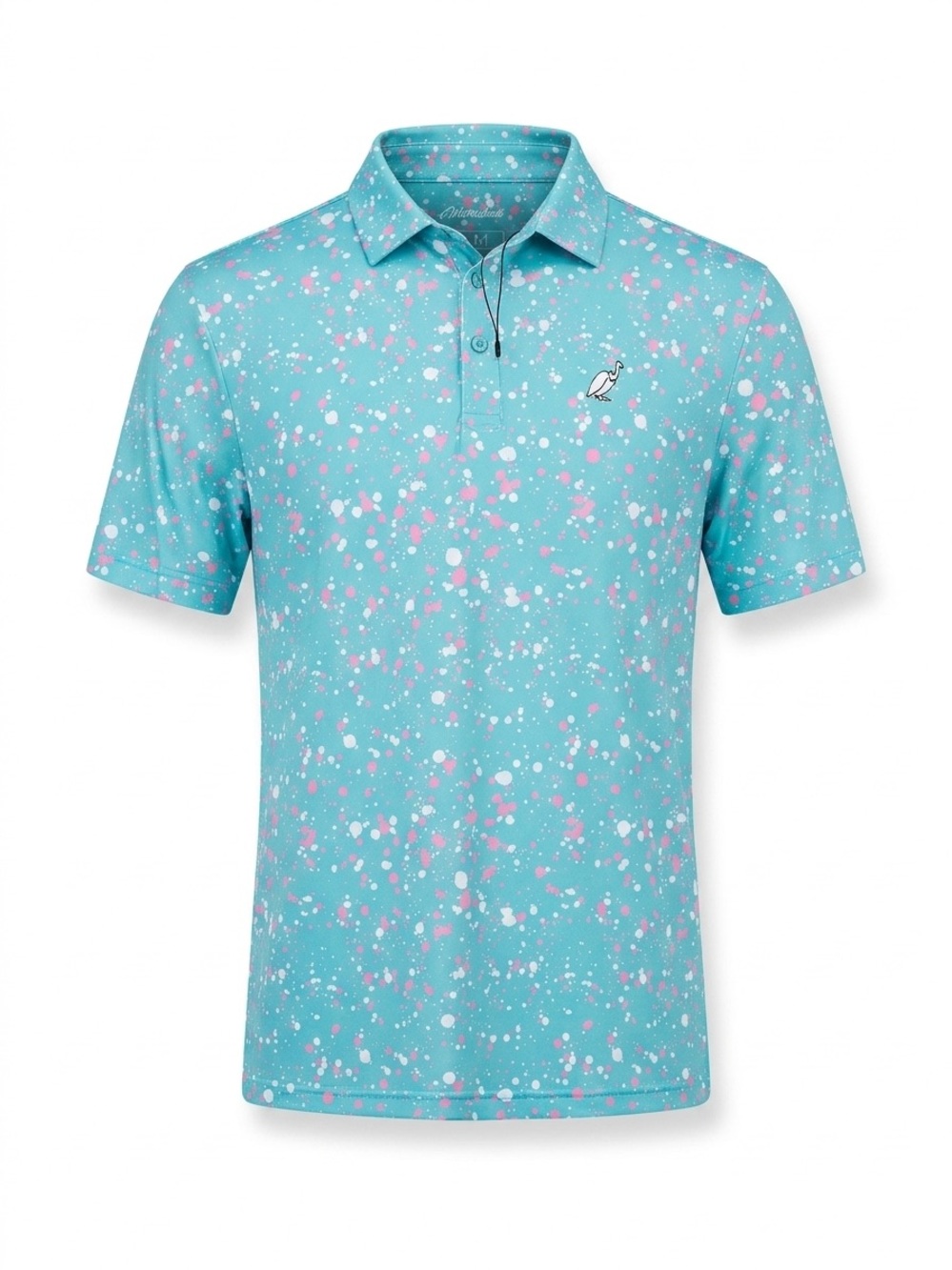 Condor Golf Performance Polo Shirt Mens Medium Turquoise Pink Paint Splatter M